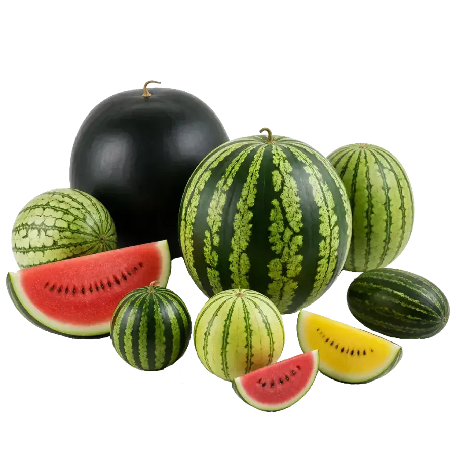 Sandías de temporada Rejano — sabor auténtico del verano cordobés Variedades de sandías de temporada de la huerta Rejano: sandía negra, blanca y rayada de máxima dulzura